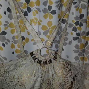 Size 22, 2 piece bathingsuit, Cream and Gold